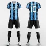 blue and black short sleeve soccer jersey kit