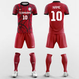 red custom sleeve soccer jersey kit