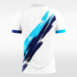 white and blue short sleeve jersey