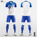 White and Blue Soccer Jersey Kit