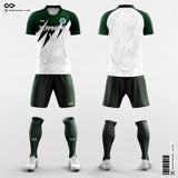 White and Green Soccer Jersey Kit