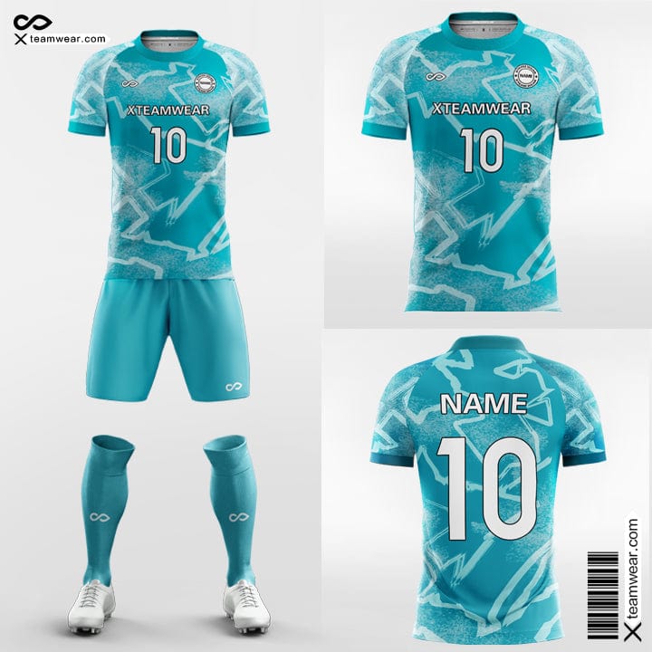 Pop Camouflage Style 4 Men's Sublimated Football Kit   Cyan