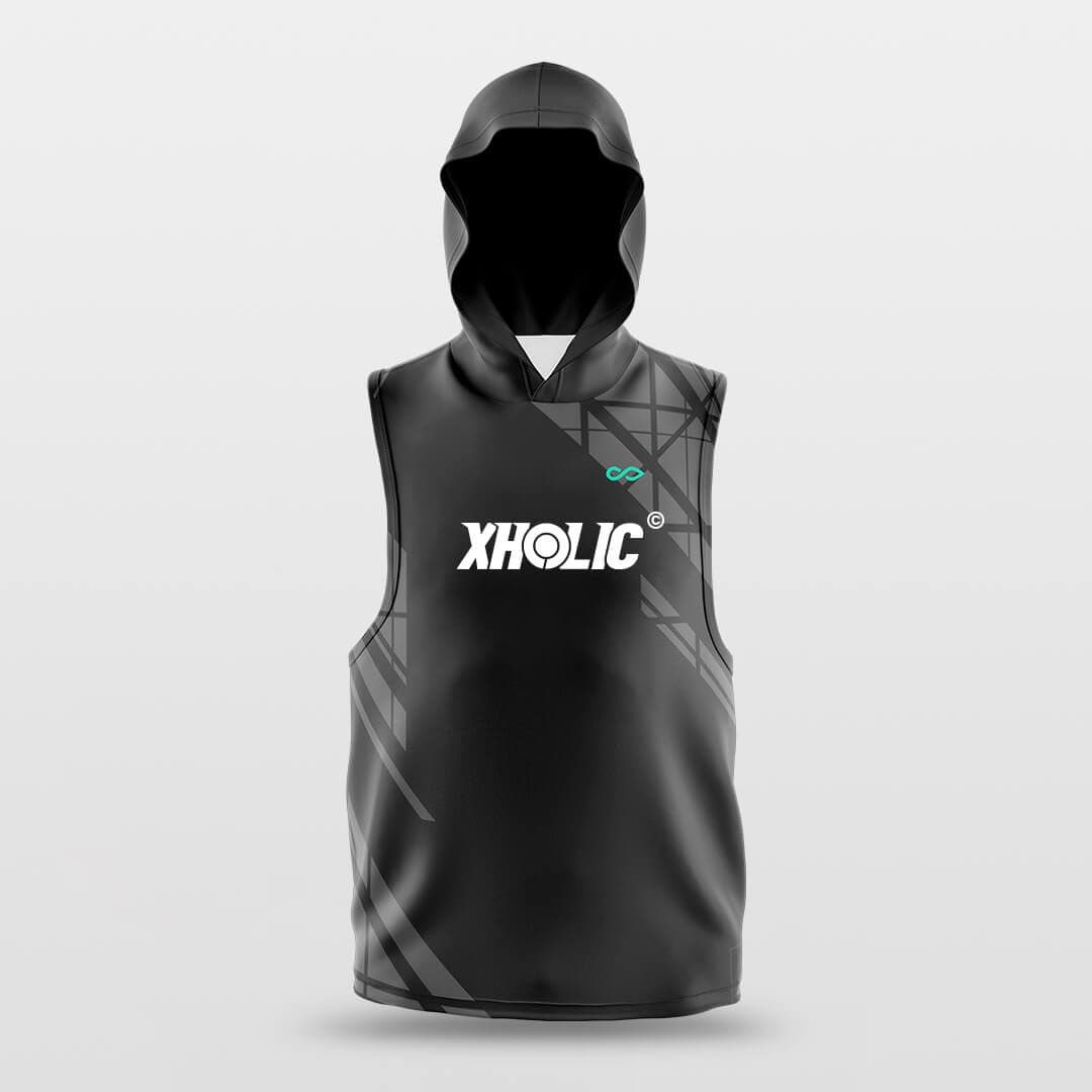 Custom Black Basketball Hoodies Sleeveless