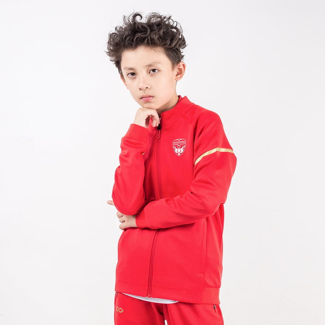 Solid Kids Zipper up Jacket Red