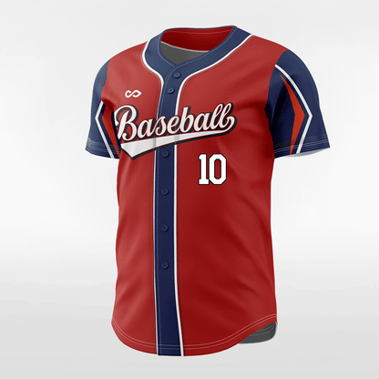 Red&White Men Baseball Jersey