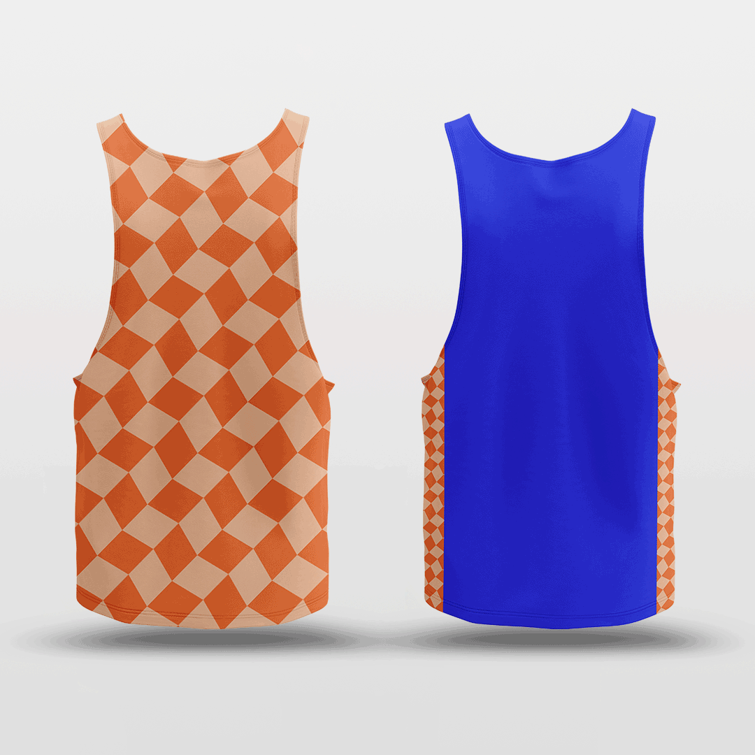 Orange Plaid Reversible Basketball Bibs