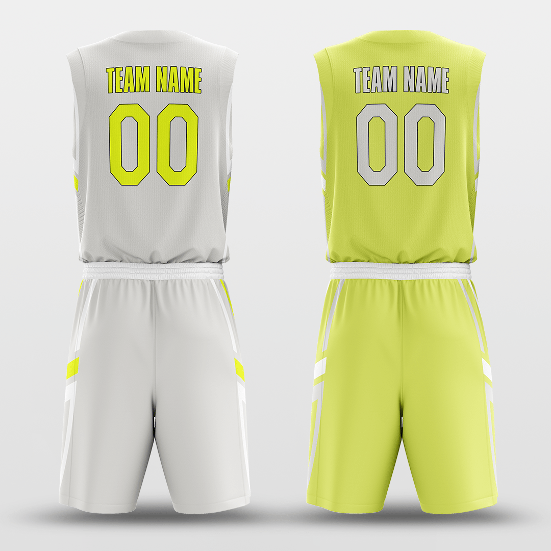 Gray&Yellow Custom Sublimated Basketball Set