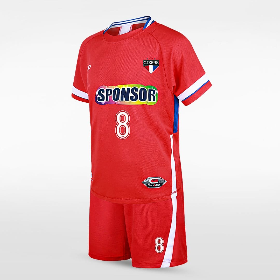 Red Custom Kids Football Kit Design