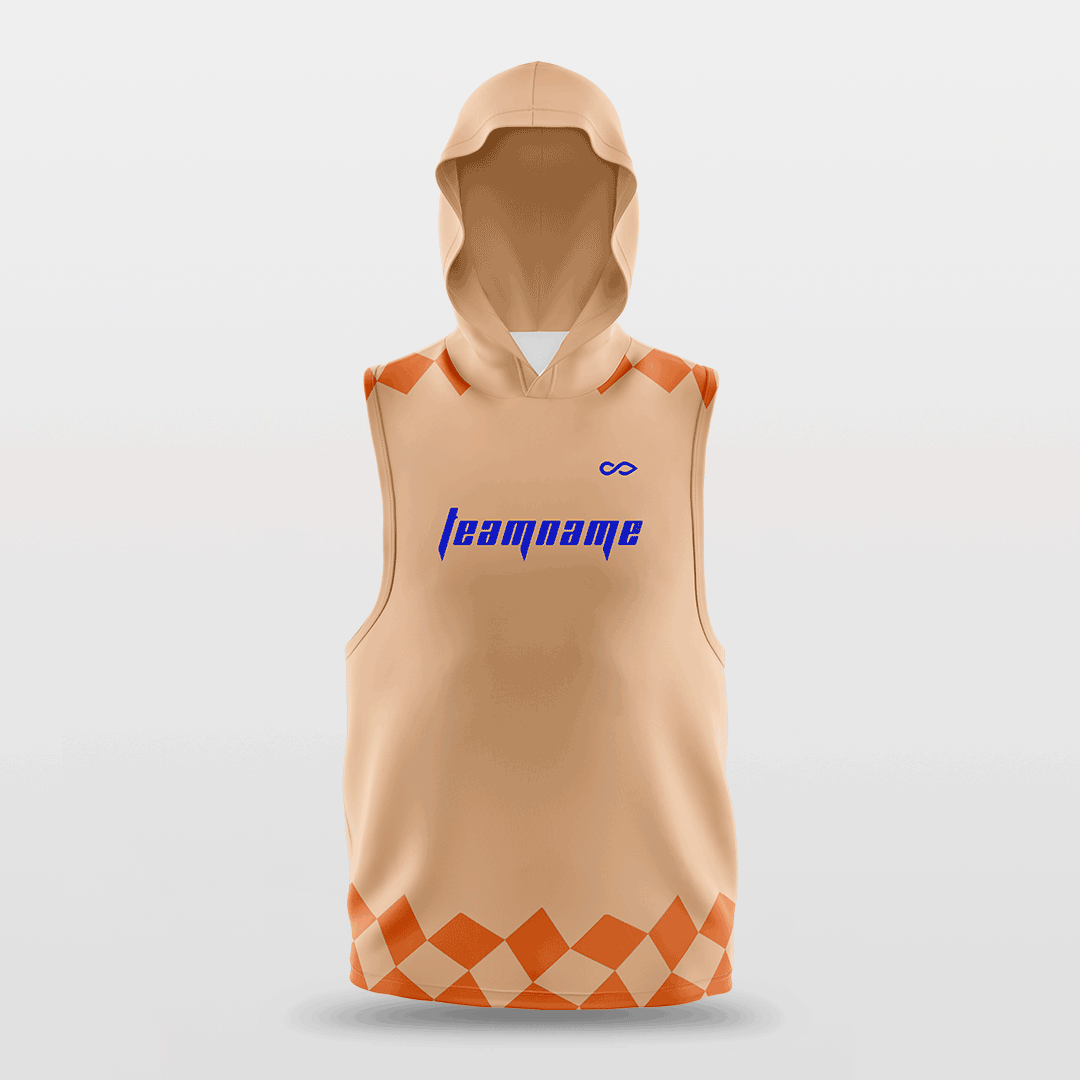 Orange Custom Basketball Sleeveless Hoodies