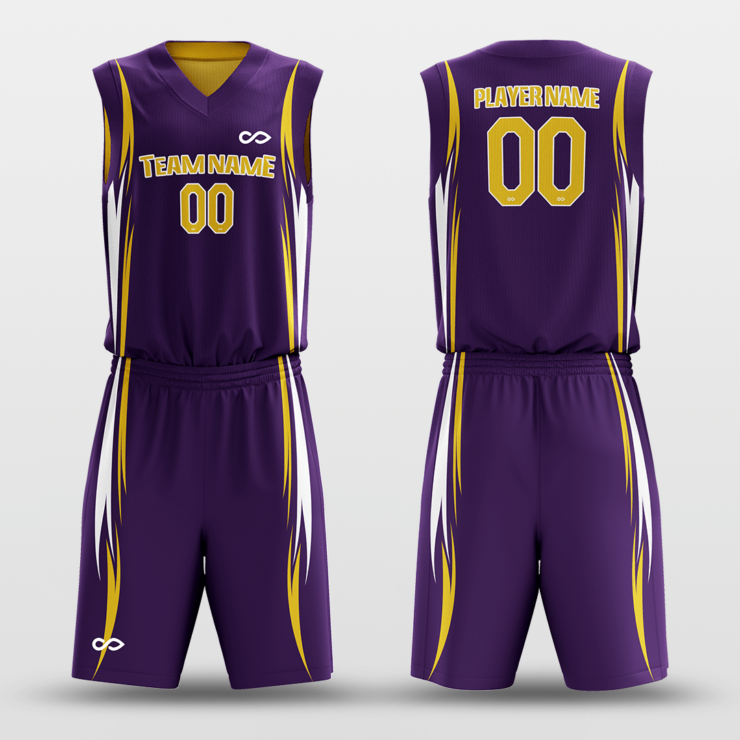 Yellow&Purple Customized Murmur Reversible Basketball Set