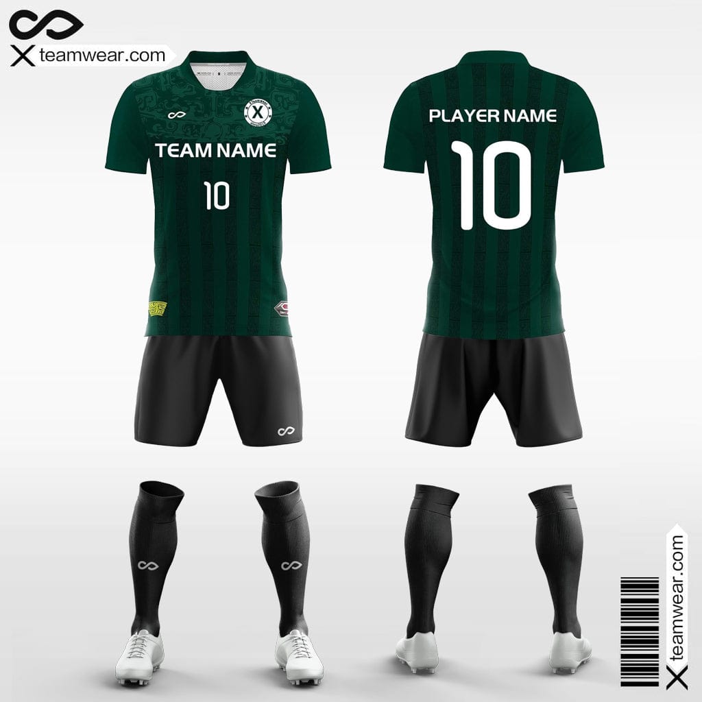 Green Striped Panel Custom Sublimation Soccer Kits