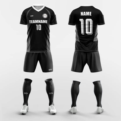 black custom soccer jerseys kit