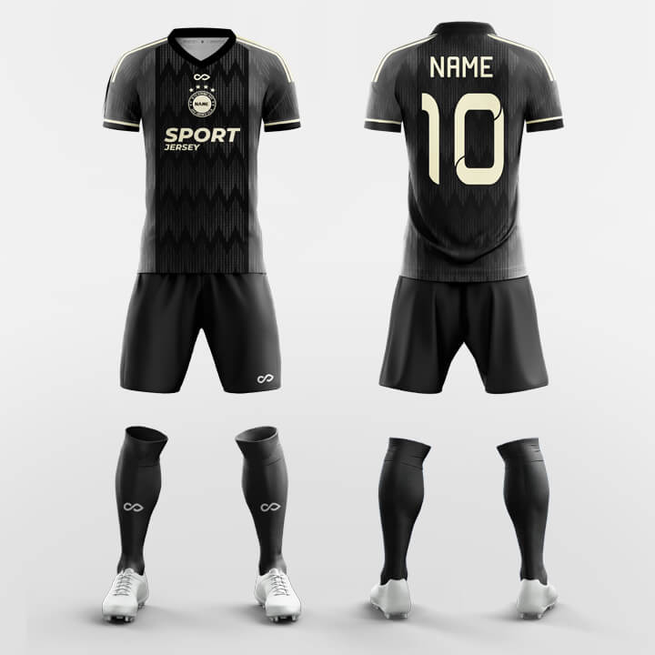 black short sleeve soccer jersey kit