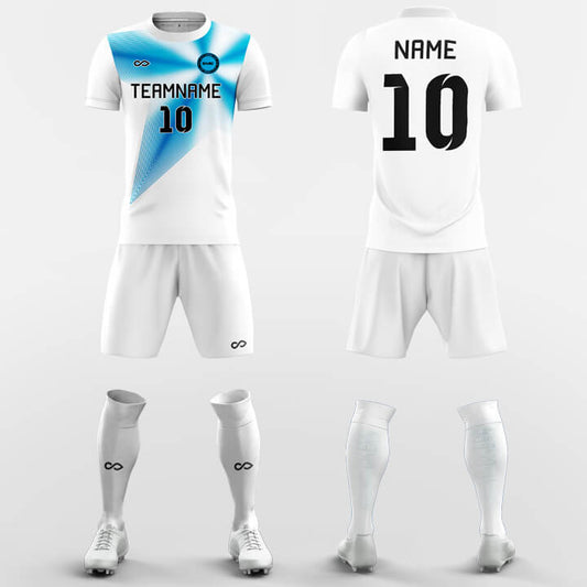 blue and white soccer jersey kit