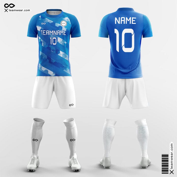 Blue Camo Diagonal Soccer Jersey Kit