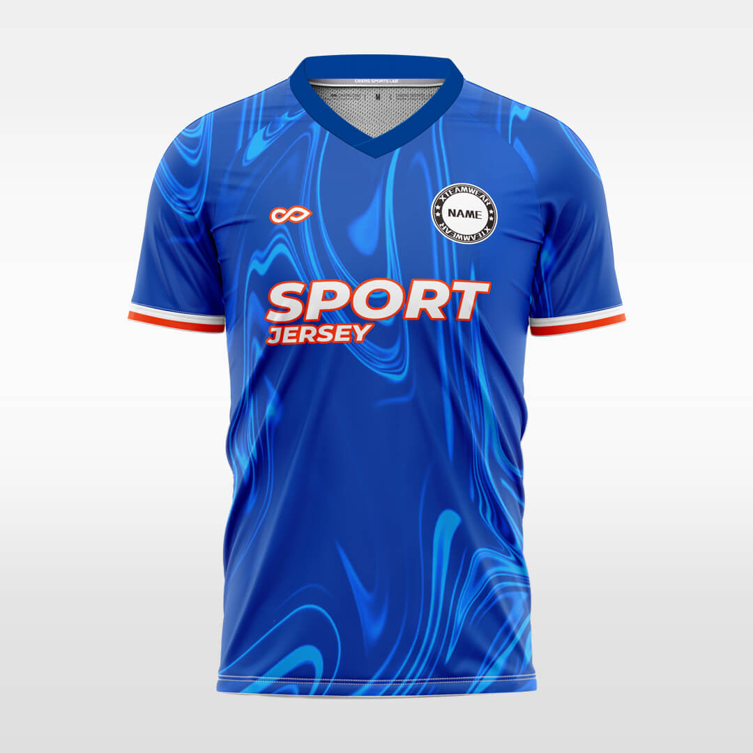 blue custom soccer jersey