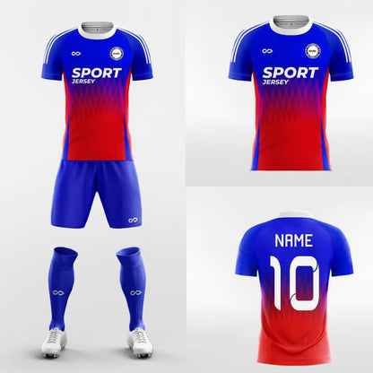 blue sublimated soccer jersey kit