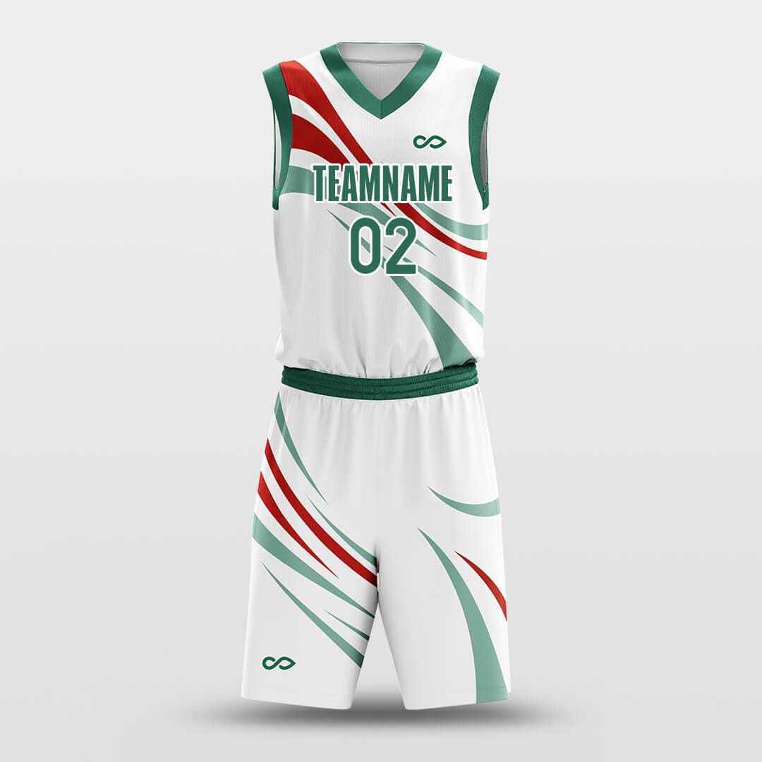     coloured ribbon white basketball jersey