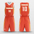  orange custom basketball jersey kit