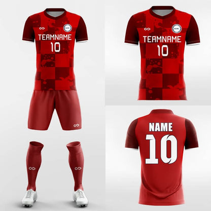 red album soccer jersey