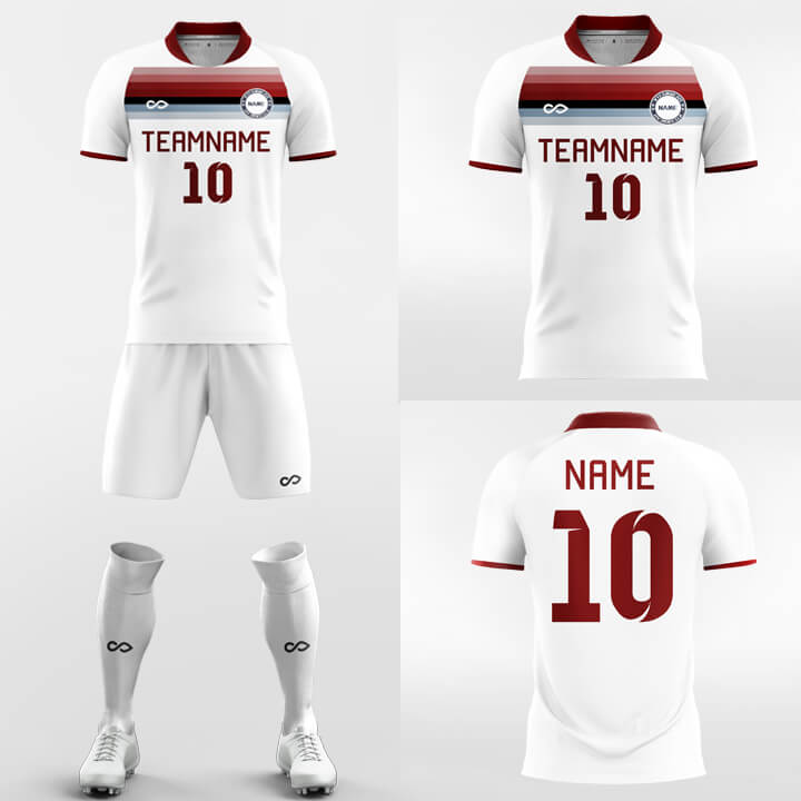 red and whitte soccer jersey kit