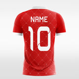 red custom short soccer jersey