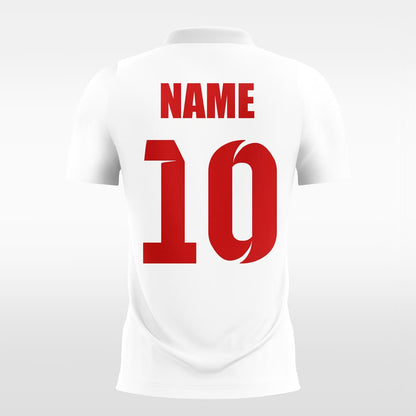 red custom short soccer jersey