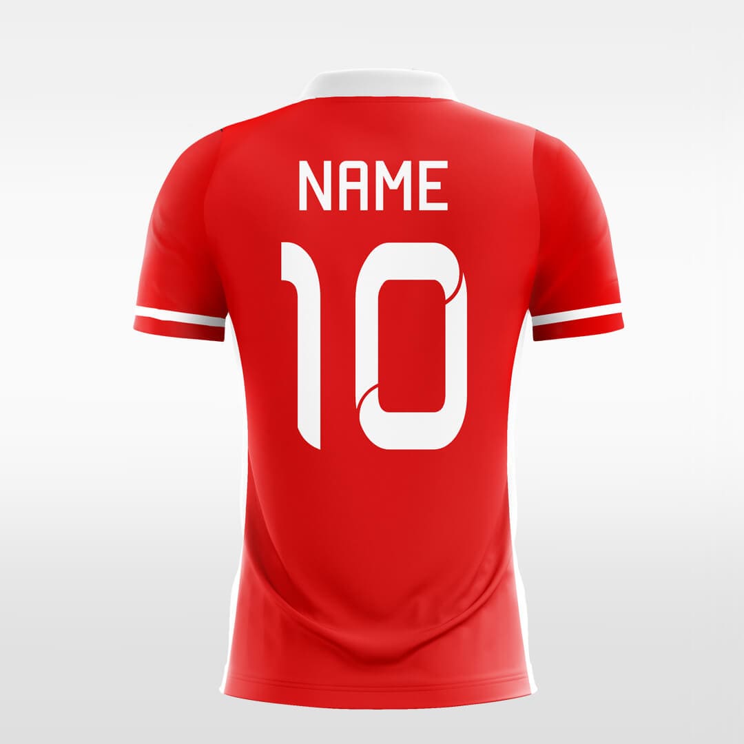 red custom short soccer jersey