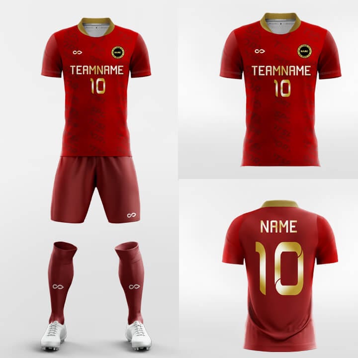 red custom soccer jersey kit