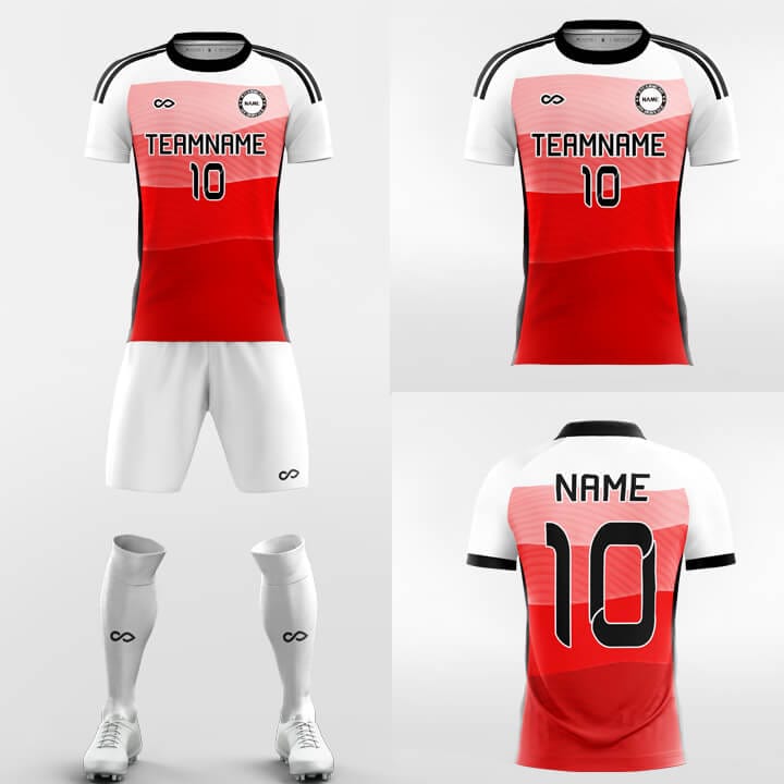 red custom soccer jersey kit