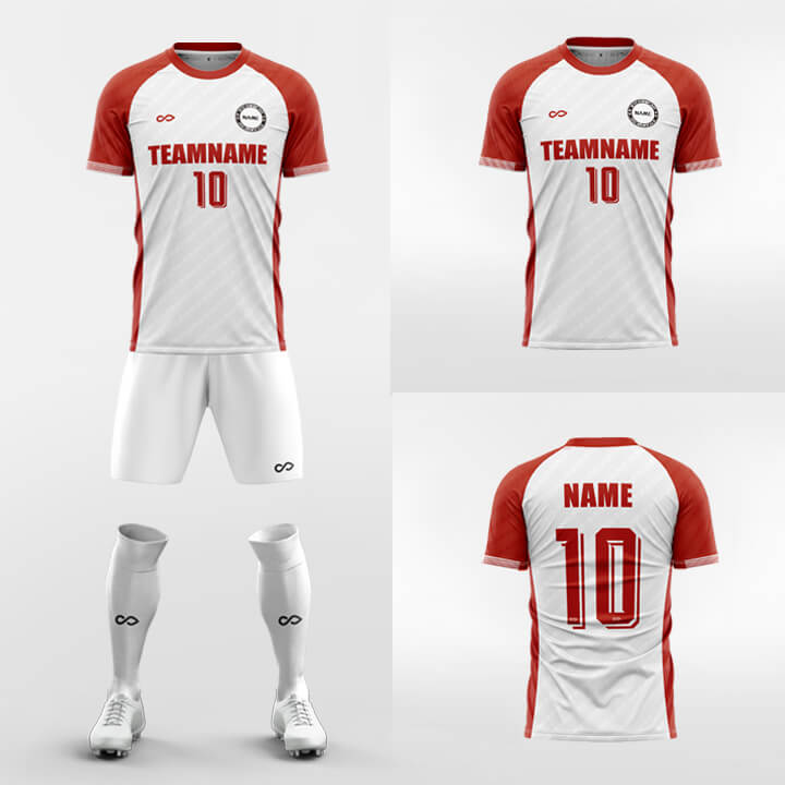 red custom soccer jersey kit