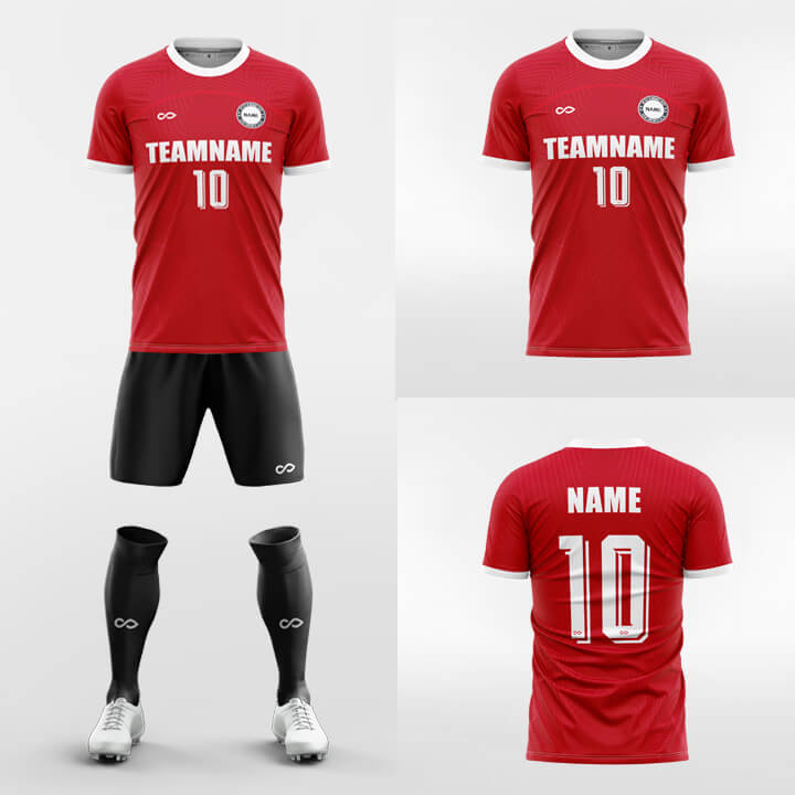  red short soccer jersey kit