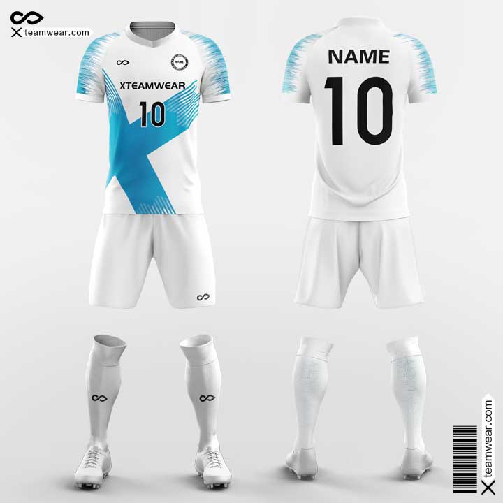 White and Blue Soccer Jersey