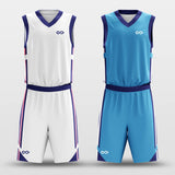 white blue reversible custom basketball jersey