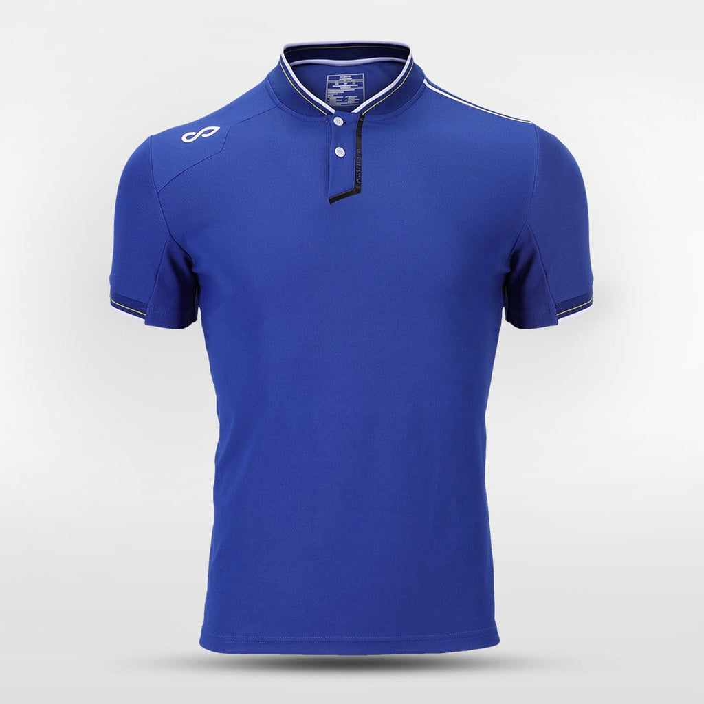 Blue Adult Stand Collar Polo for Team