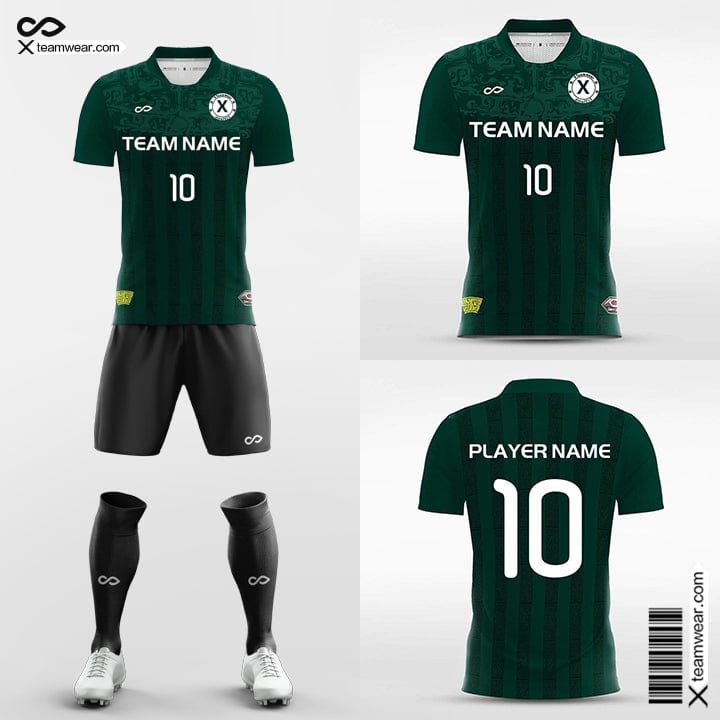 Green Striped Panel Custom Sublimation Soccer Kits