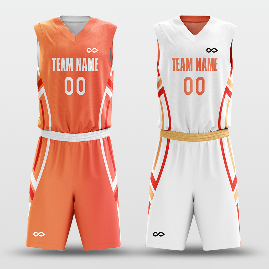 Orange&White Custom Reversible Basketball Set