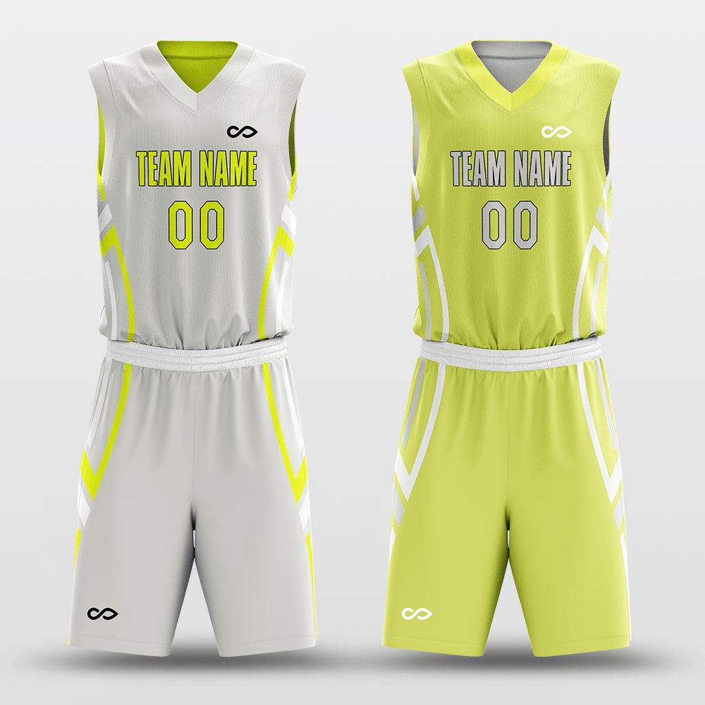 Gray&Yellow Custom Reversible Basketball Set