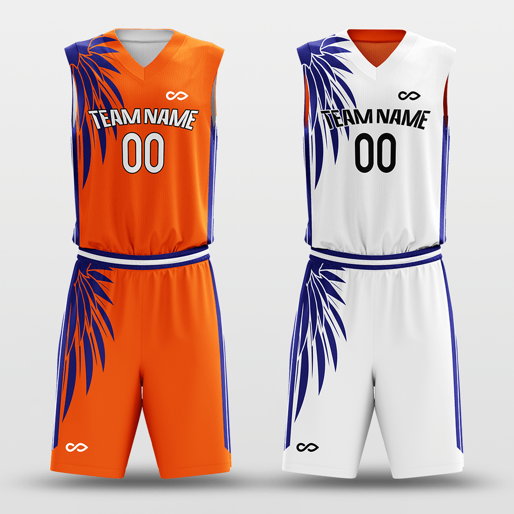 White&Orange Custom Reversible Basketball Set
