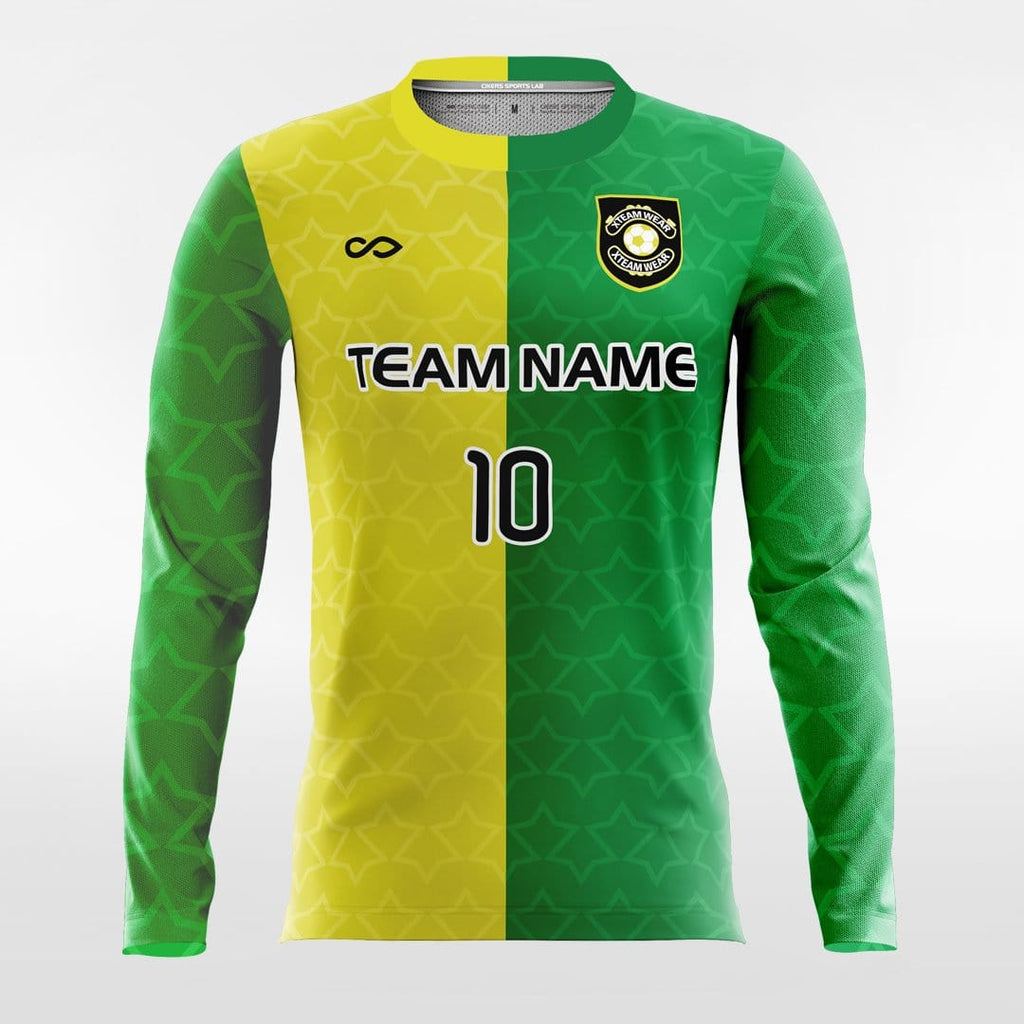 Green and Yellow Long Sleeve Soccer Jersey