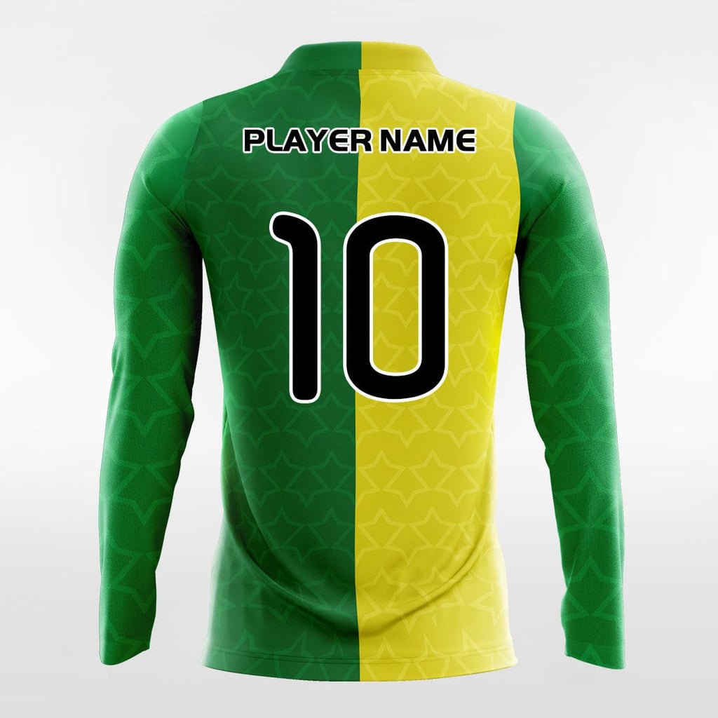 Custom Green and Yellow Long Sleeve Soccer Jersey