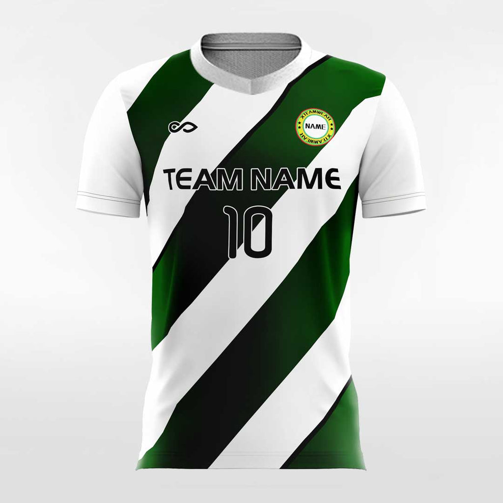 Green and White Bearing Soccer Jersey