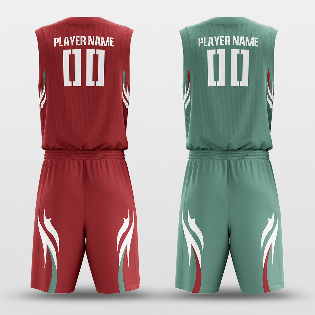 Red&Green Custom Sublimated Basketball Set