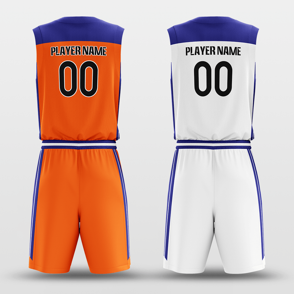 White&Orange Custom Sublimated Basketball Set