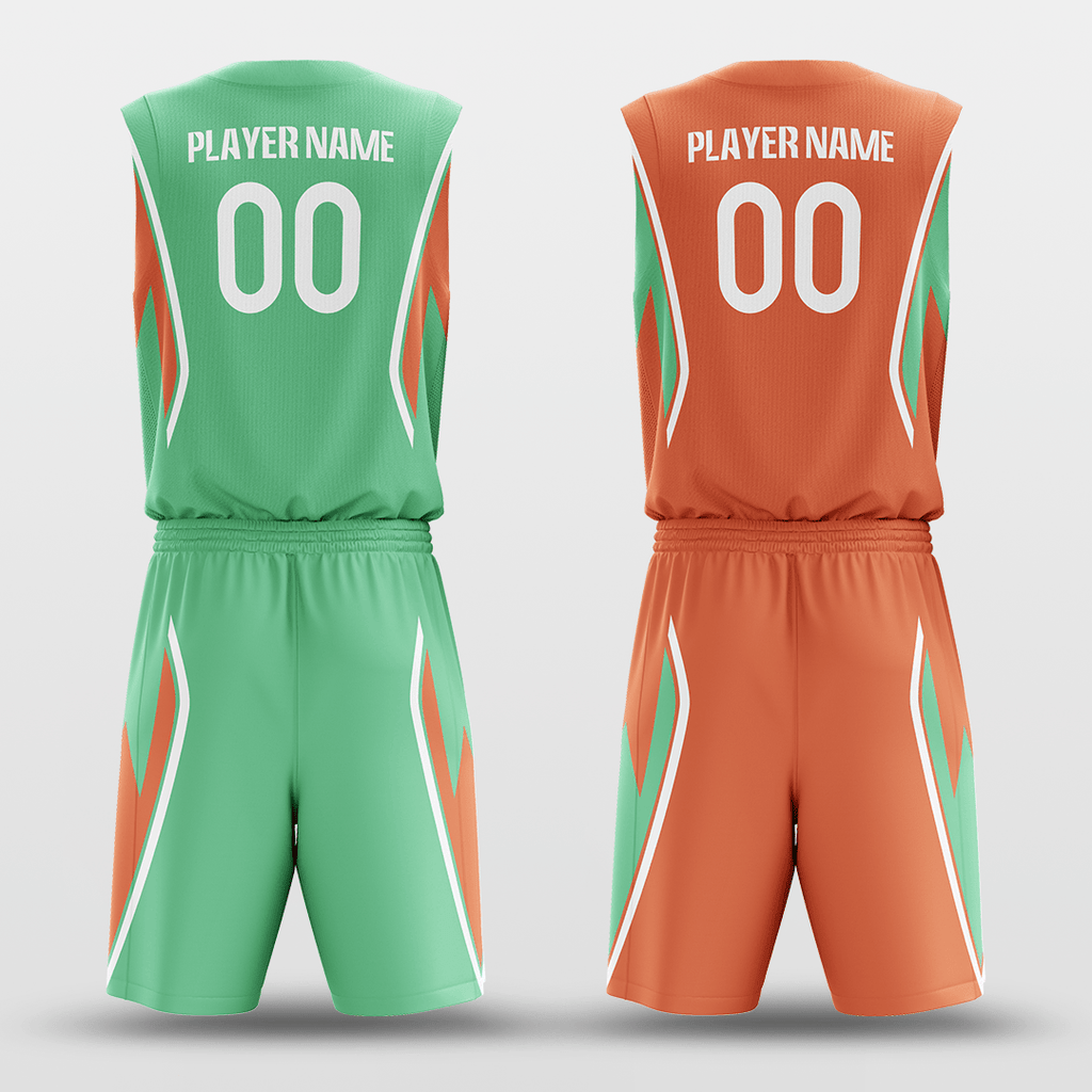 Green & Orange Custom Sublimated Basketball Set