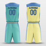 Cyan&Yellow Custom Sublimated Basketball Set