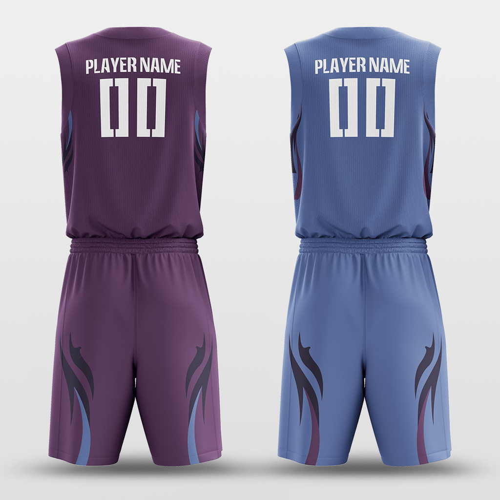 Blue&Dark Purple Custom Sublimated Basketball Set