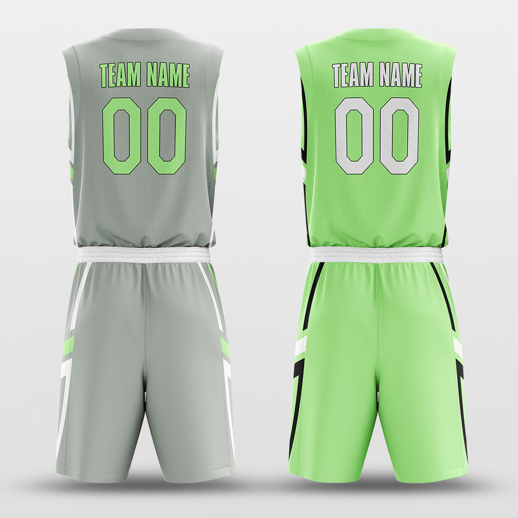 Gray&Green Custom Sublimated Basketball Set