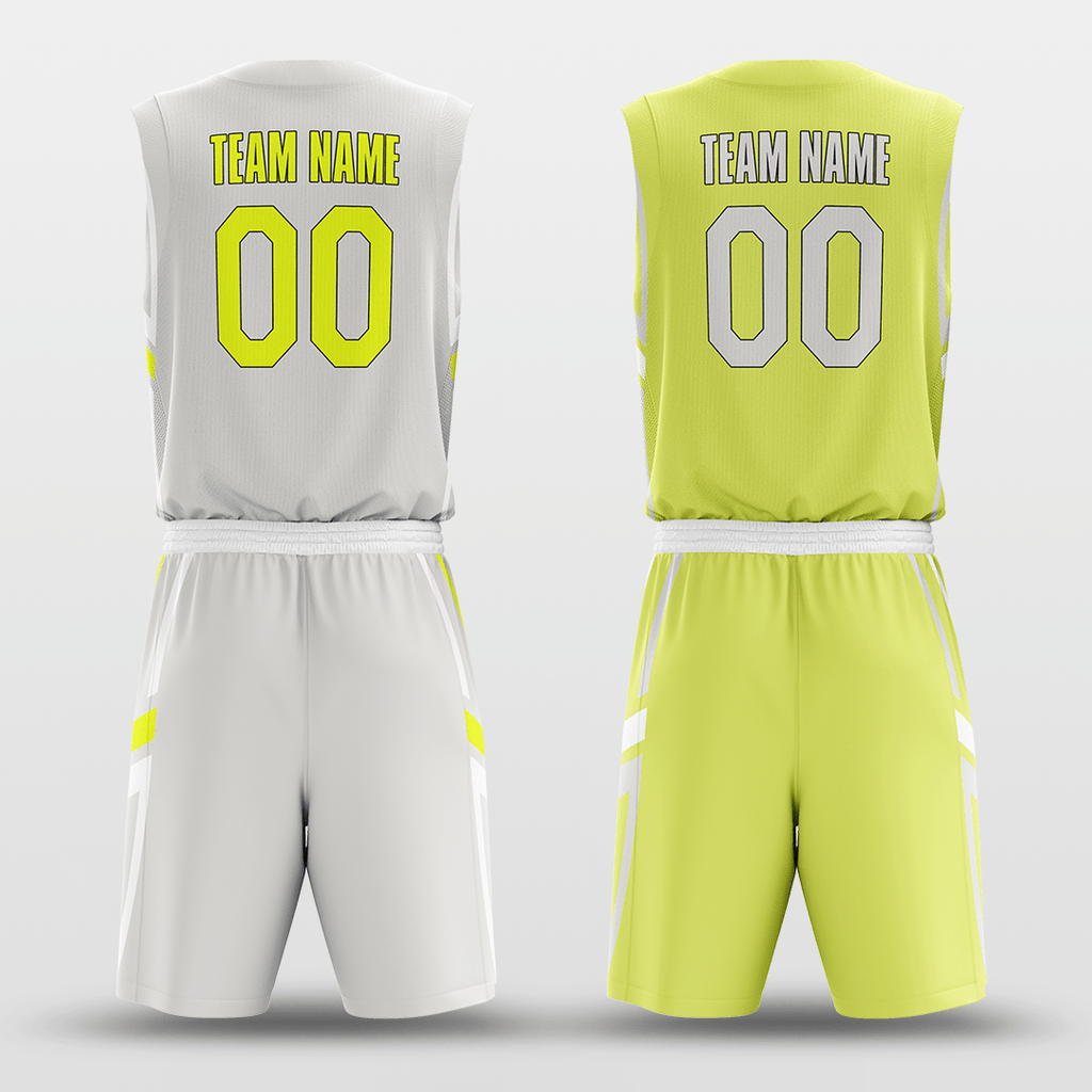 Gray&Yellow Custom Sublimated Basketball Set