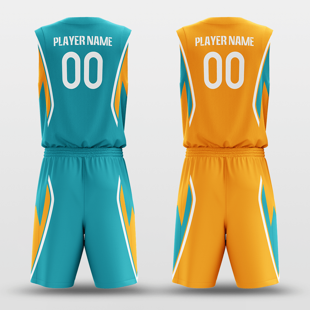 Blue & Orange Custom Sublimated Basketball Set